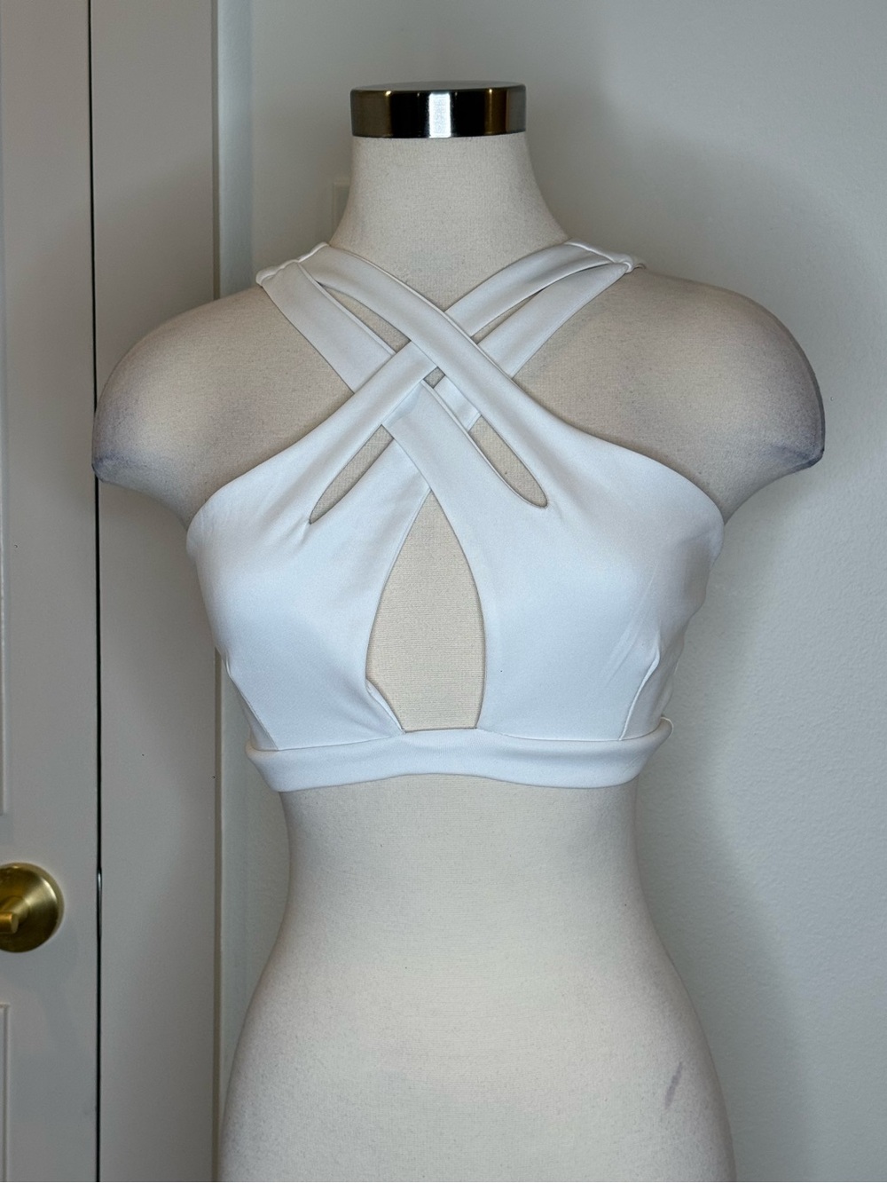 White Crisscross Cutout top